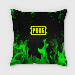 Подушка квадратная PUBG кислотное лого огненный стиль, цвет: 3D-принт