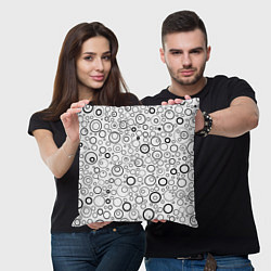 Подушка квадратная Бело-чёрный паттерн пузырьки, цвет: 3D-принт — фото 2