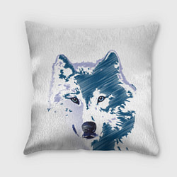Подушка квадратная Волк темно-синий, цвет: 3D-принт