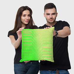Подушка квадратная Зелёные градиентные линии, цвет: 3D-принт — фото 2