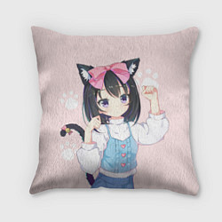 Подушка квадратная Аниме девочка кошка с ушками, цвет: 3D-принт