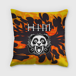 Подушка квадратная HIM рок панда и огонь, цвет: 3D-принт