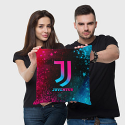 Подушка квадратная Juventus - neon gradient, цвет: 3D-принт — фото 2