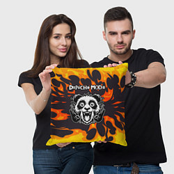 Подушка квадратная Depeche Mode рок панда и огонь, цвет: 3D-принт — фото 2