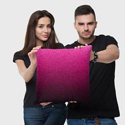 Подушка квадратная Яркий розовый градиент полоска, цвет: 3D-принт — фото 2