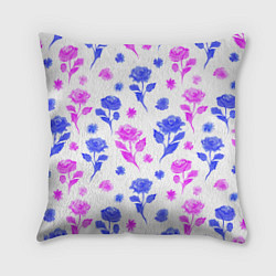 Подушка квадратная Цветочный узор из роз - паттерн, цвет: 3D-принт