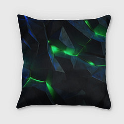 Подушка квадратная Объемная геометрическая зеленая неоновая абстракци, цвет: 3D-принт
