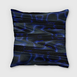 Подушка квадратная Темно синие карбоновые волны, цвет: 3D-принт