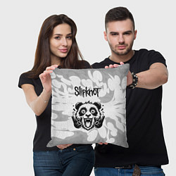 Подушка квадратная Slipknot рок панда на светлом фоне, цвет: 3D-принт — фото 2