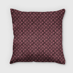 Подушка квадратная Паттерн стилизованные цветы чёрно-розовый, цвет: 3D-принт