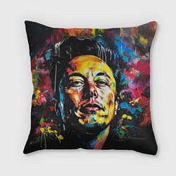 Подушка квадратная Граффити портрет Илона Маска, цвет: 3D-принт