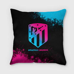 Подушка квадратная Atletico Madrid - neon gradient, цвет: 3D-принт