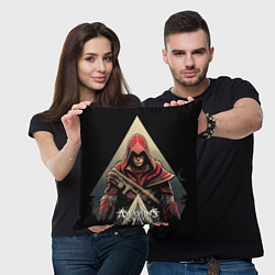 Подушка квадратная Assassins creed темный капюшон, цвет: 3D-принт — фото 2