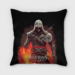 Подушка квадратная Assassins creed огненный фон вокруг, цвет: 3D-принт