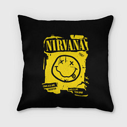 Подушка квадратная Nirvana - смайлик, цвет: 3D-принт