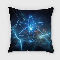 Подушка квадратная Светящийся атом и молнии, цвет: 3D-принт