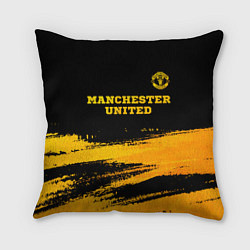 Подушка квадратная Manchester United - gold gradient посередине, цвет: 3D-принт