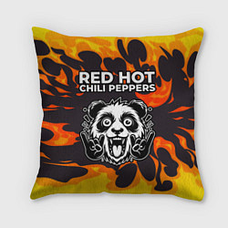 Подушка квадратная Red Hot Chili Peppers рок панда и огонь, цвет: 3D-принт