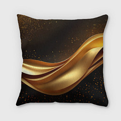 Подушка квадратная Золотая стильная абстракция на черном фоне