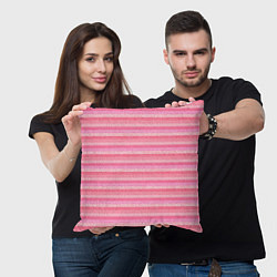 Подушка квадратная Нежный розовый полосатый, цвет: 3D-принт — фото 2
