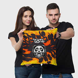 Подушка квадратная My Chemical Romance рок панда и огонь, цвет: 3D-принт — фото 2