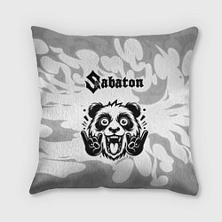 Подушка квадратная Sabaton рок панда на светлом фоне, цвет: 3D-принт