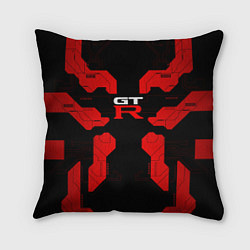 Подушка квадратная Nissan GTR - Cyber red, цвет: 3D-принт