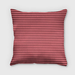 Подушка квадратная Тёмный розовый полосатый