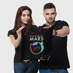 Подушка квадратная Thirty Seconds to Mars - rock star cat, цвет: 3D-принт — фото 2
