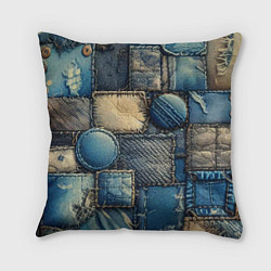 Подушка квадратная Denim patchwork - ai art