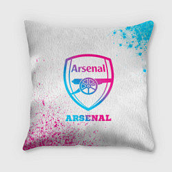 Подушка квадратная Arsenal neon gradient style, цвет: 3D-принт