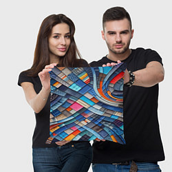 Подушка квадратная Абстрактный авангардный пэчворк - нейросеть, цвет: 3D-принт — фото 2