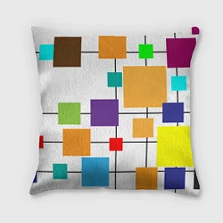 Подушка квадратная Разноцветные квадраты паттерны, цвет: 3D-принт