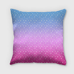 Подушка квадратная Звёздный градиент голубой и розовый, цвет: 3D-принт
