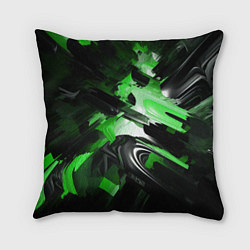 Подушка квадратная Green dark abstract geometry style