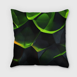 Подушка квадратная Green neon abstract geometry, цвет: 3D-принт