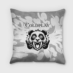 Подушка квадратная Coldplay рок панда на светлом фоне, цвет: 3D-принт