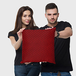 Подушка квадратная Чёрно-красный искажённые полосы, цвет: 3D-принт — фото 2