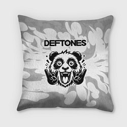 Подушка квадратная Deftones рок панда на светлом фоне, цвет: 3D-принт