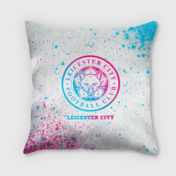 Подушка квадратная Leicester City neon gradient style