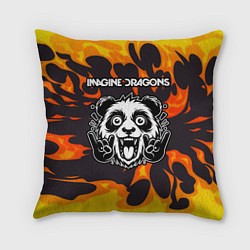 Подушка квадратная Imagine Dragons рок панда и огонь, цвет: 3D-принт