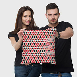 Подушка квадратная Бирюзово-розовый геометричный треугольники, цвет: 3D-принт — фото 2