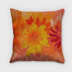 Подушка квадратная Абстракция цветы мастихин, цвет: 3D-принт