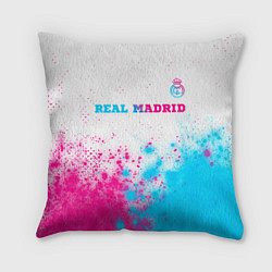 Подушка квадратная Real Madrid neon gradient style посередине, цвет: 3D-принт