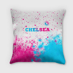 Подушка квадратная Chelsea neon gradient style посередине, цвет: 3D-принт