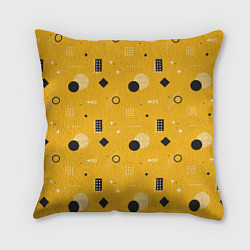 Подушка квадратная Геометрия в стиле мемфис на желтом, цвет: 3D-принт