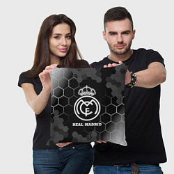 Подушка квадратная Real Madrid sport на темном фоне, цвет: 3D-принт — фото 2