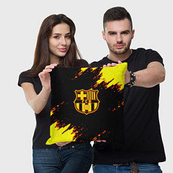 Подушка квадратная Barcelona огненные краски лого, цвет: 3D-принт — фото 2