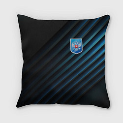Подушка квадратная Синяя абстракция и герб России