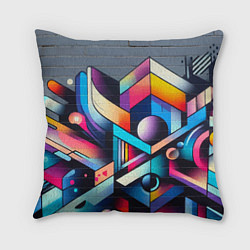 Подушка квадратная Геометрическое абстрактное граффити - нейросеть, цвет: 3D-принт